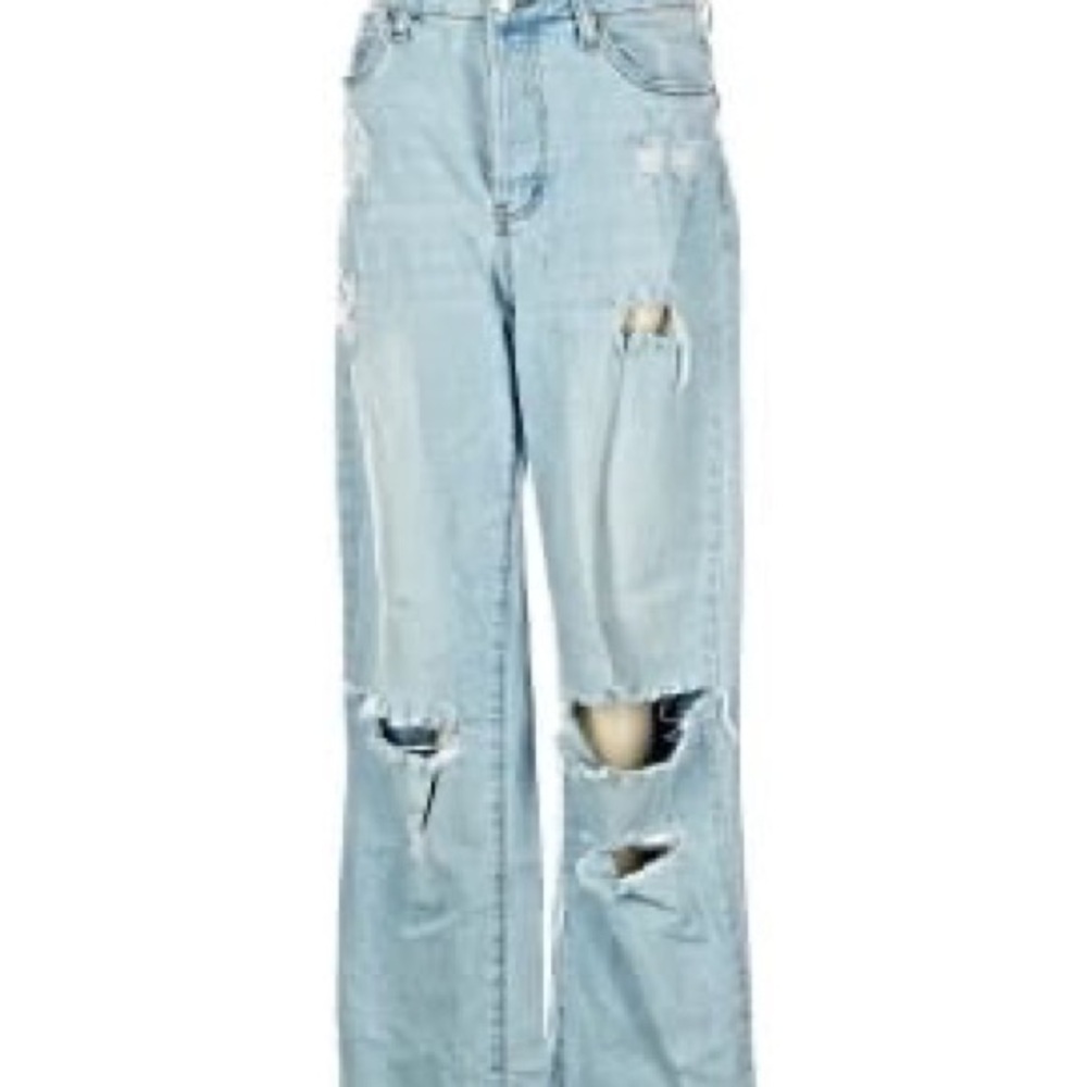 Refuge Light Blue Distressed Flare Jeans